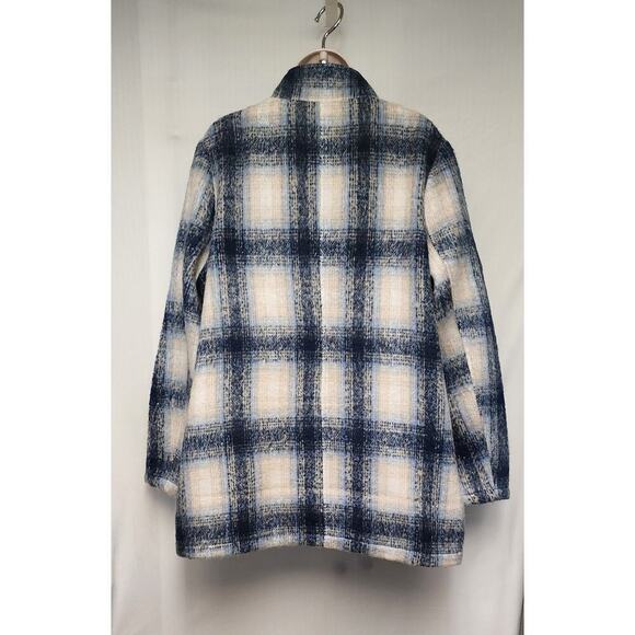 JustFab Plaid Hooded Faux Wool Coat/Jacket. Blue Size XXL - Picture 11 of 12